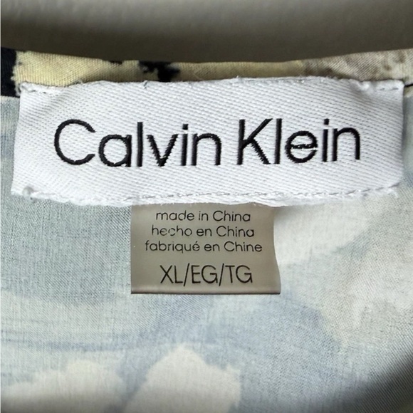 Calvin Klein Sleeveless Blouse Size XL Top Floral Brown Black Tan White Yellow - Picture 6 of 6